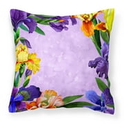 Carolines Treasures CK1697PW1414 Irises Fabric Decorative Pillow, 14Hx14W, multicolor