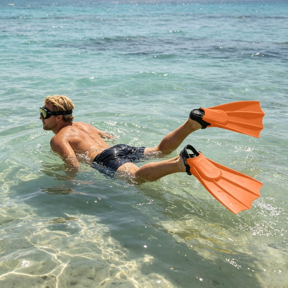 XINGXIANG - Diving Fins Swim Flippers Pool Flippers Snorkel Fins Drainage System Reliable Material Suitable for Water Activities (Orange)