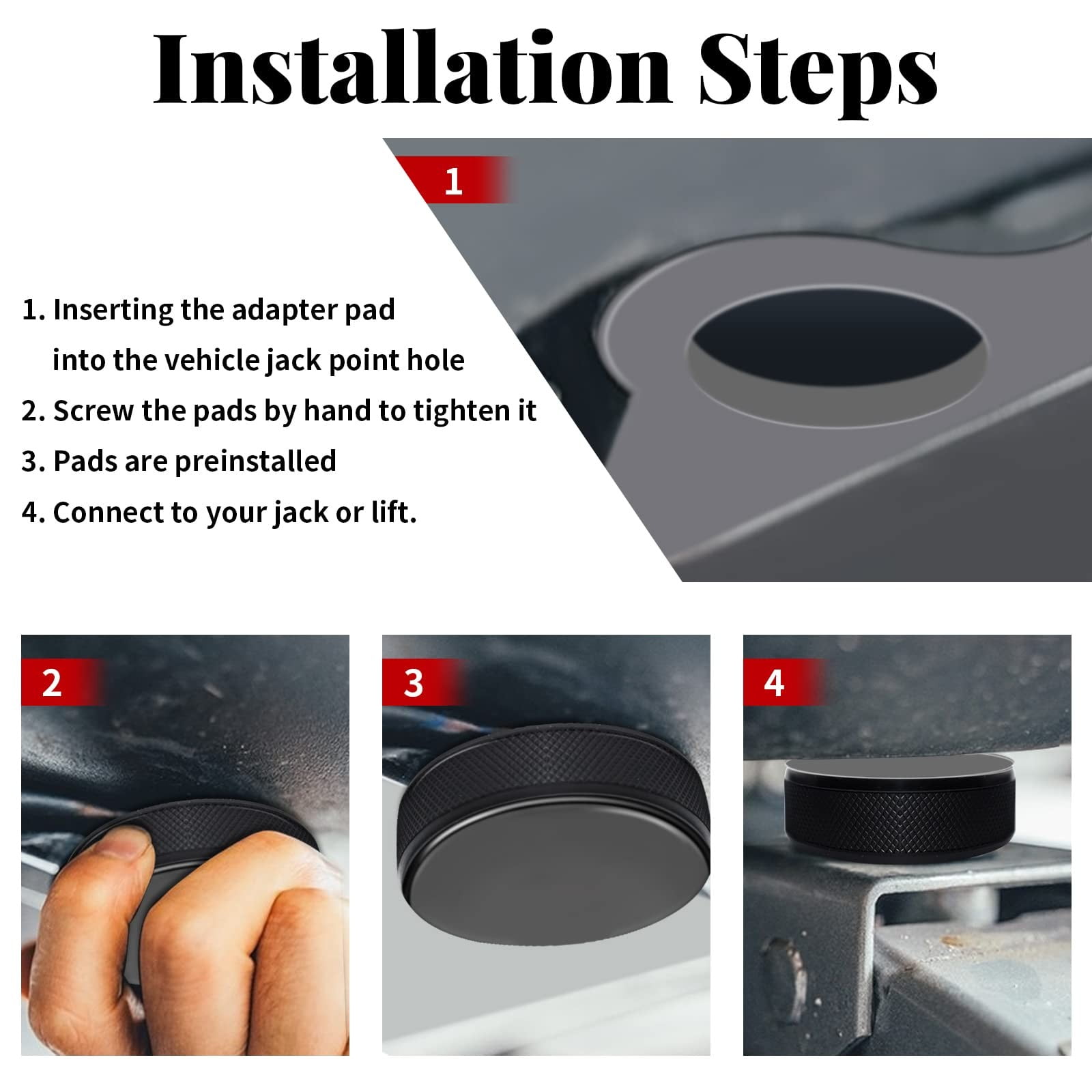 Crane jack pad suitable for Tesla Model 3/S/X/Y, 4-piece with storage box and accessories-