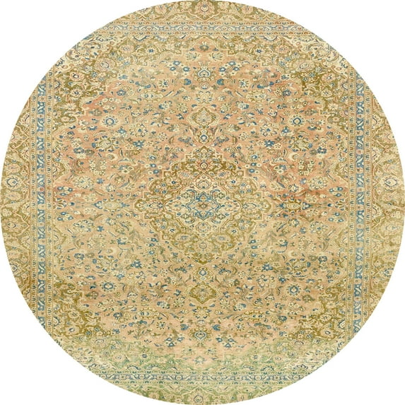 Ahgly Company Indoor Round Abstract Bronze Brown Abstract Area Rugs, 6' Round