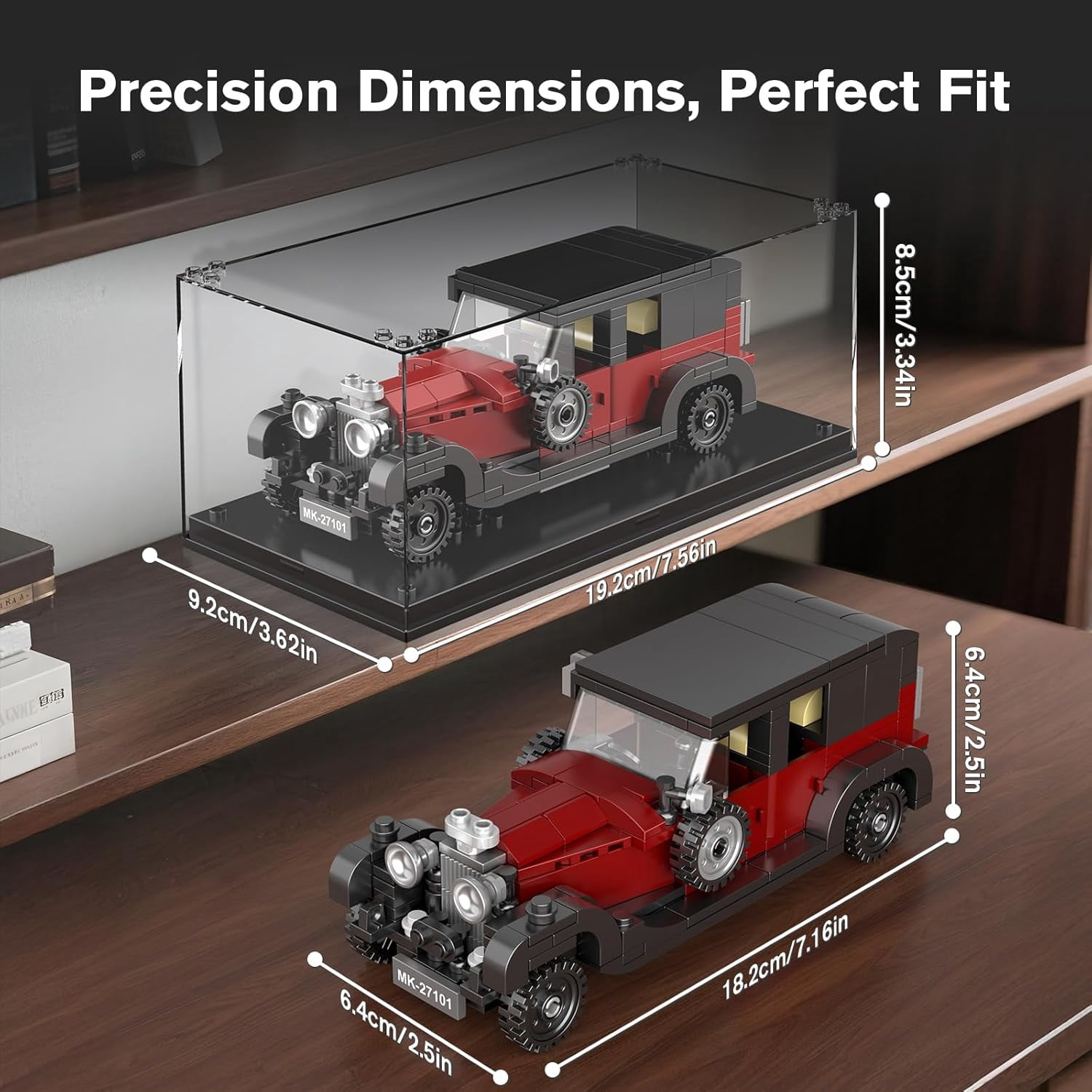 Vintage Car Building Sets, 319+ Pcs MOC Racing Car Building Kit with Display Case, Collectible Vehicle Model Building Blocks Toys