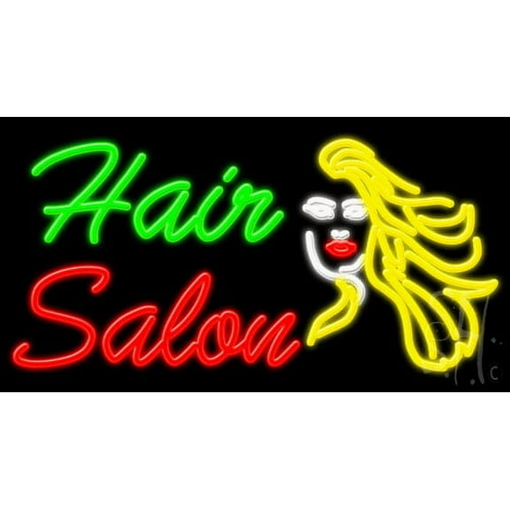 Hair Salon LED Neon Sign 13 x 24 - inches, Black Square Cut Acrylic Backing, with Dimmer - Bright and Premium built indoor LED Neon Sign for Defence Force.