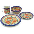 thumbnail image 2 of Polish Pottery 4 Piece Place Setting Polmedia Bold Poppies Theme UNIKAT Hand Painted in Boleslawiec, Poland + Certificate of Authenticity, 2 of 6