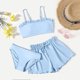 thumbnail image 1 of Augper Toddler Kids Baby Girls Fashion Cute Solid Color Swimming Trunks Skirt Seaside Swimsuit Set, 1 of 5