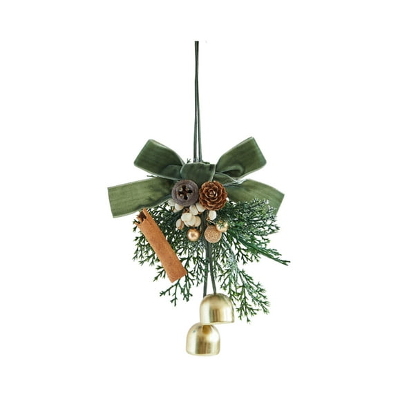 PuSpu Christmas Tree Scene Layout 27x13x3cm 1pc Green Polyester Bow Pine Cones Bells Pendant Ornaments Holiday Venue Décor Durable Hanging Accent