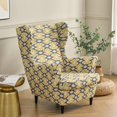 thumbnail image 4 of Wing Back Chair Covers with Arms Piece Slipcovers for Armchair Washable Stretch Print Pattern Wingback Chair Cover Furniture Protector Geometry, 4 of 7