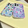 thumbnail image 6 of Compatible with iPhone 15 Pro Max Cute Case Wave Dot Pattern Magnetic Laser Holography Bling Frosting Funny Fashion Protection Shockproof Cover for Women Girls Colorful, 6 of 6