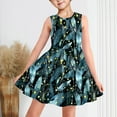 thumbnail image 1 of LOVZFMLL Robe d'Été à Manches Courtes pour Filles avec Poches à Volants Col Rond Imprimé Robe Débardeur Douce, 1 of 9