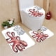 thumbnail image 1 of ABPHQTO Mariscos De Dibujo De Pulpo Juego de alfombras de baño de 3 piezas Alfombra de baño Alfombra de contorno y tapa de inodoro, 1 of 2