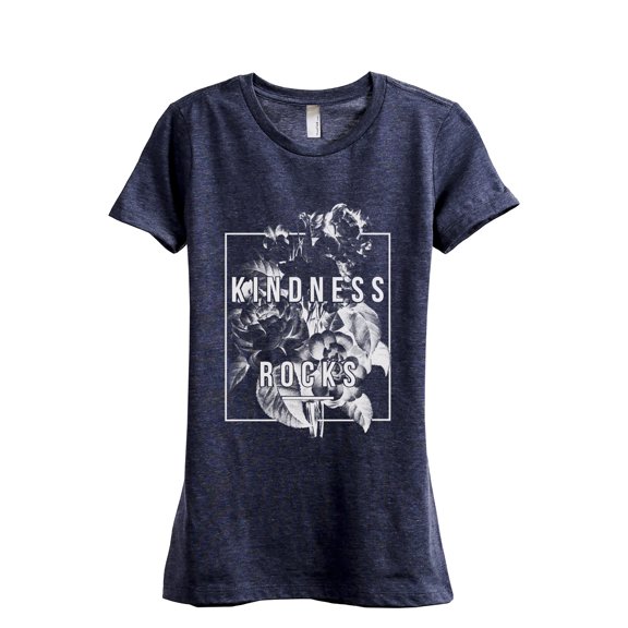 Kindness Rocks Women's Fashion Relaxed T-Shirt Tee Heather Navy 2X-Large