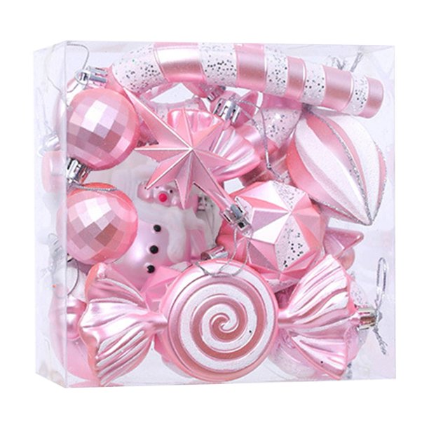 Advancent Juego de bolas colgantes con forma de corazón, decoraciones festivas, adornos, regalos pensativos, juego de bolas colgantes, Feliz Kits de decoración para fiestas rosa