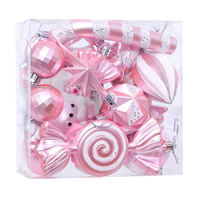 Advancent Juego de bolas colgantes con forma de corazón, decoraciones festivas, adornos, regalos pensativos, juego de bolas colgantes, Feliz Kits de decoración para fiestas rosa