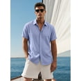 thumbnail image 5 of RICHCOIN Men's Linen Shirts Short Sleeve Casual Shirts Button Down Shirt for Men Summer Beach Shirt, 5 of 7