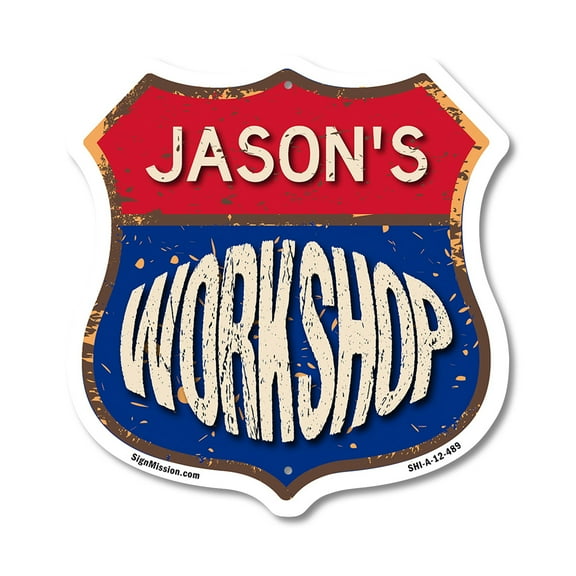 Jason's Workshop 12 inch X 12 inch Shield-Shaped Rust-Free Aluminum Metal Sign Weather Resistant, UV Protected To last, Gift for Dads and Uncles Classic Americana Crafted in the USA