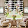 thumbnail image 5 of Swag Curtains Valances for Windows, Happy Easter Short Kitchen Window Curtains Over Sink, Floral Lambs Chicks Eggs Cafe Curtains Panel Set Of 2,Rod Pocket, 36 Inches Length Black And White Plaid, 5 of 9