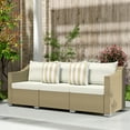 thumbnail image 6 of Outsunny 3 Seater Patio Wicker Sofa, Outdoor Furniture Rattan Couch with Cushions, Throw Pillows, for Garden, Backyard, Porch, Cream White, 6 of 9