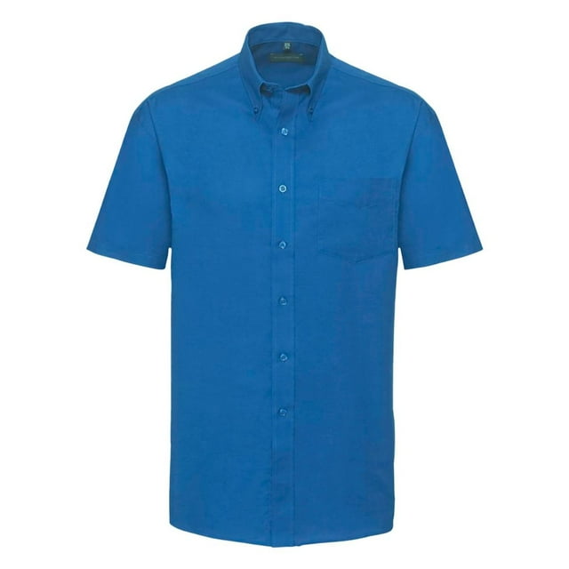 Russell Collection Mens Short Sleeve Easy Care Oxford Shirt