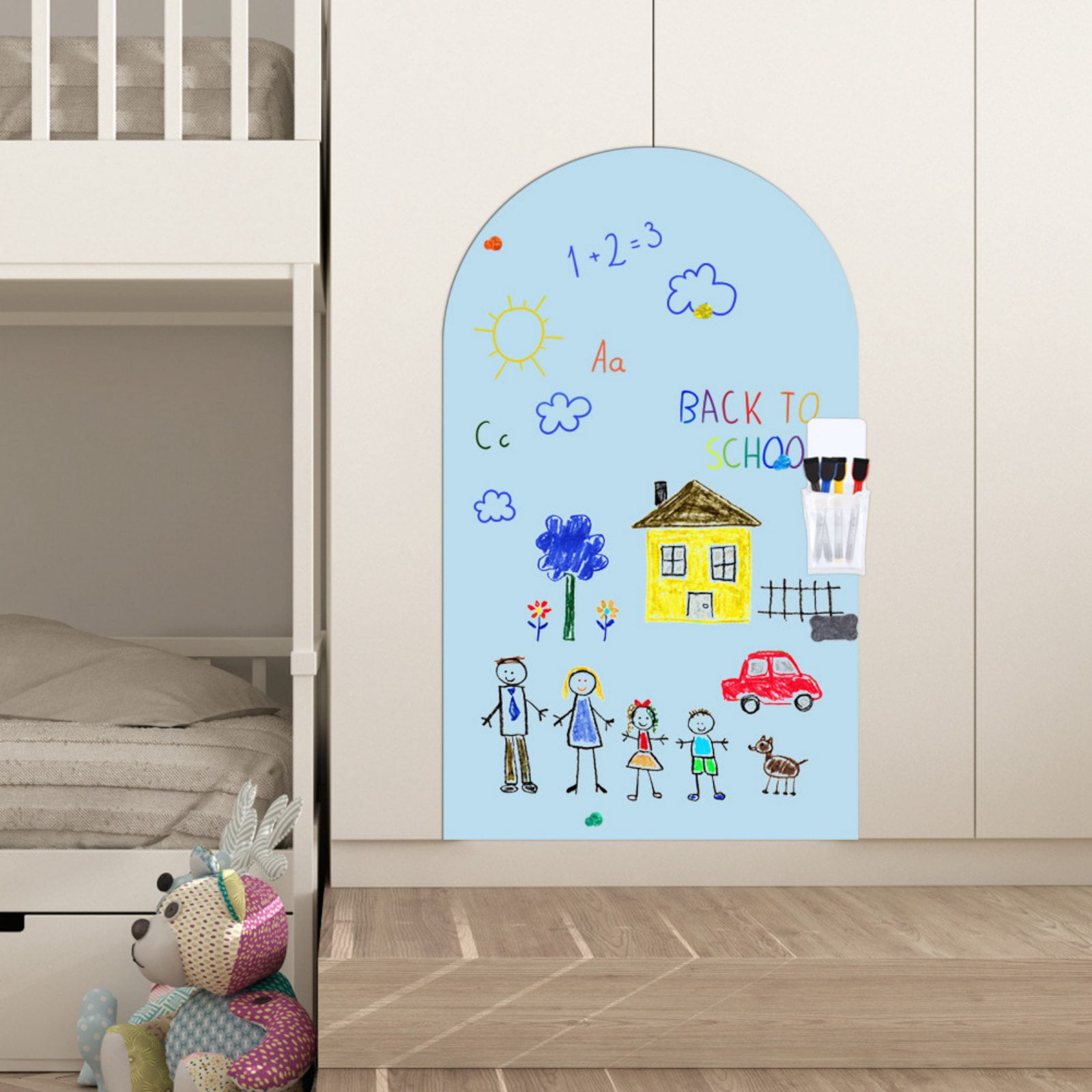 Magnetic Chalkboard Wall Arch Decal 40"x16" Contact Paper Peel and Stick for Walls Self Adhesive Magnetic Wall Board Sticker for Kid Black Chalk Board Wallpaper Roll
