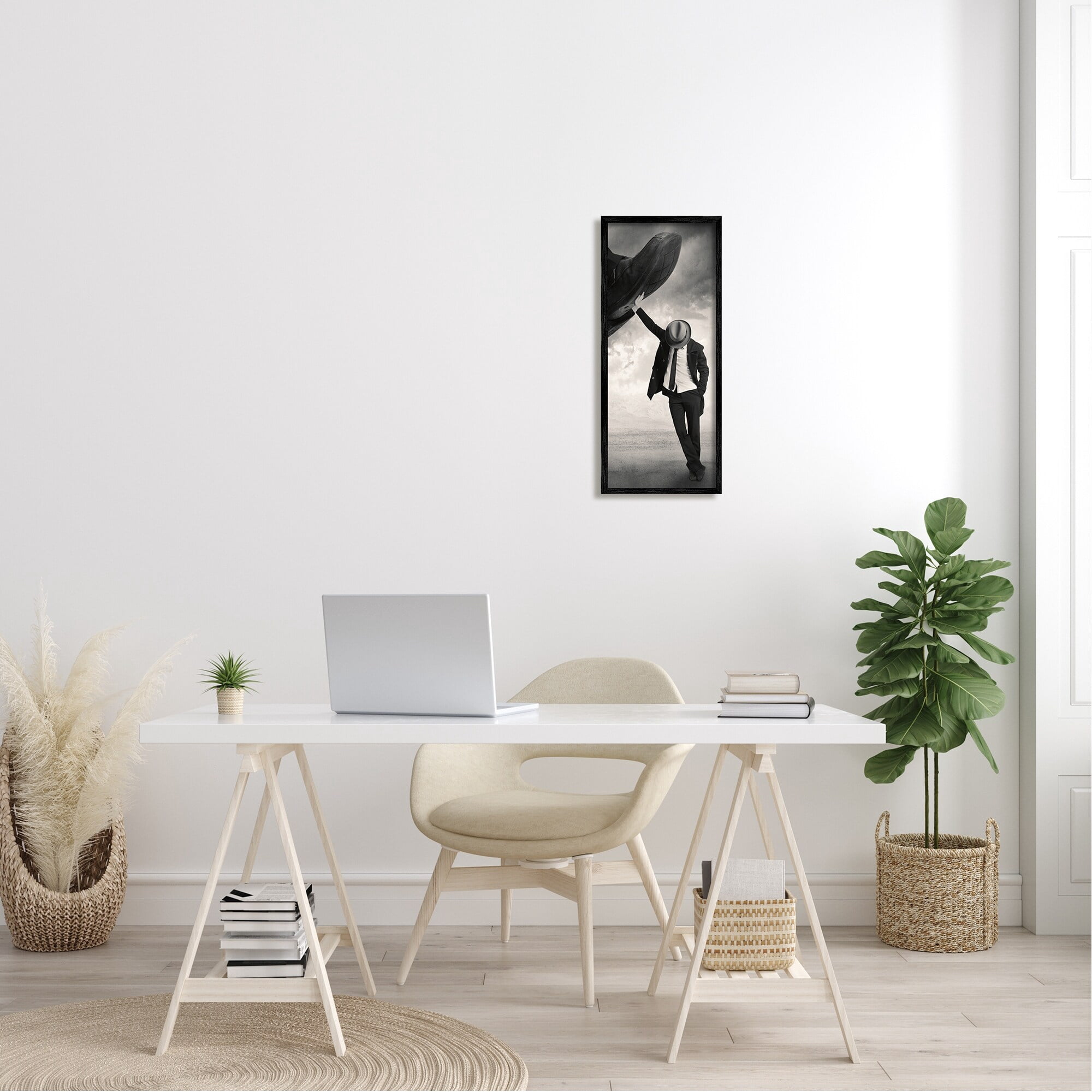 Stupell Industries Monochrome Suit Tie Photography Cloudy Sky Hand Shoe Framed Wall Art, 10 x 24, Design by Tommy Ingberg