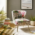 thumbnail image 3 of Tina's Home Floral Upholstered Makeup Vanity Chair with Gold Metal Legs Ivory, 3 of 8