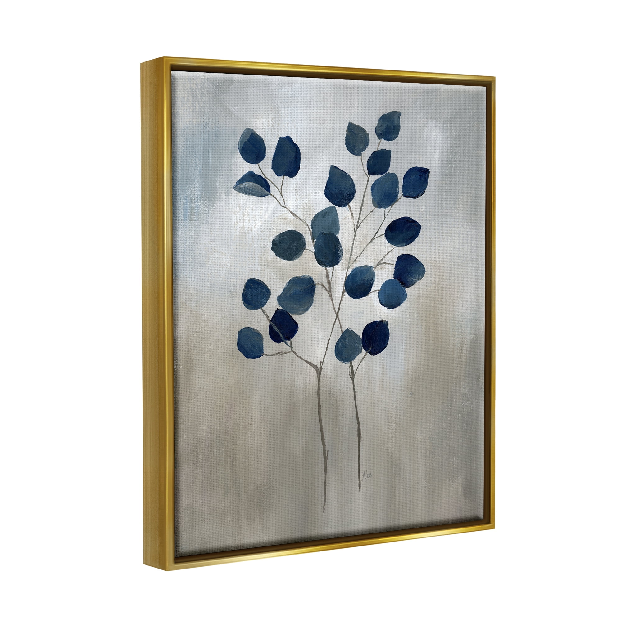 Stupell Industries Modern Plant Sprouts Botanical & Floral Painting Gold Floater Framed Art Print Wall Art, 17 x 21