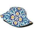 thumbnail image 2 of ZICANCN Blue Floral Motif Tribal Bucket Hat , Unisex Print Double-Side-Wear Bucket Hat for Golf Fishing Beach Outdoor, 2 of 5