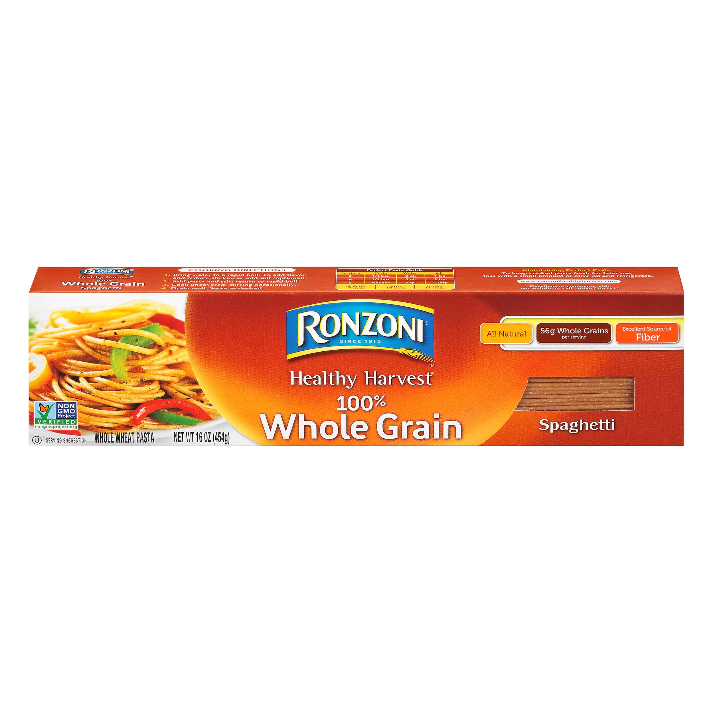 Ronzoni Healthy Harvest Whole Grain Spaghetti, 16 oz, Whole Wheat Pasta