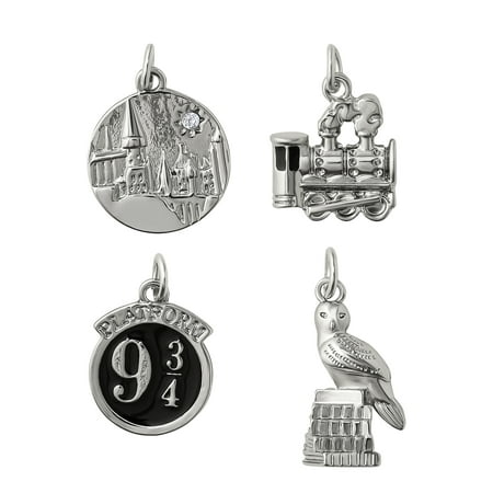 Warner Bros- Harry Potter Base Metal Silver-Tone and Enamel Adult/Tween 4-Piece Charm Set