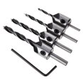 thumbnail image 1 of 4 Uds HSS 5 Flauta Avellanador Juego Brocas Tornillo Herramienta Chaflán para Carpintería, 1 of 9