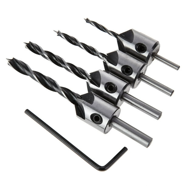 4 piezas HSS 5 flauta avellanado juego de brocas tornillo carpintería chaflán herramienta