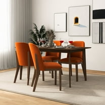 Kaitlyn Burnt Orange Velvet Dining Chairs Set of 2, Mid-Century Modern Upholstered Wood Leg Accent Chairs for Kitchen, Dining Room, Apartment, 33"