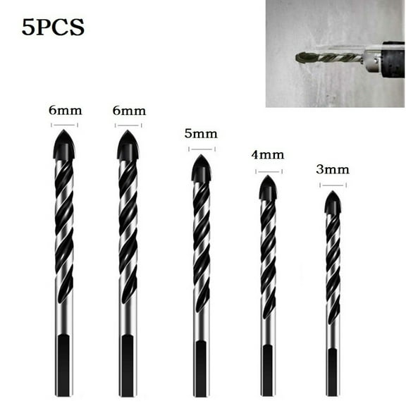 5pcs Cross Hex Tile Drill Bits Triangular Shape Handle Cemented Carbide Drill Bits For Brick Glass Concrete Ceramic Hole Opener