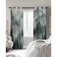 thumbnail image 2 of Green Mountain Black Out Curtains 63 Inch Long, Room Darkening Draperies Curtains Panels, Misty Forest Nature Woodland Pine Tree Landscape Thermal Curtain for Bedroom Living Room 52"x63" 2 Panels, 2 of 8