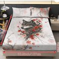 thumbnail image 4 of Xoenoiee Wolf Plum Blossom Pattern 3pcs Fitted Sheet Set with Elastic Band, Soft Comfortable Bedding Set for Bedroom, Guest Room (1* Fitted Sheet + 2*Pillowcases), Full Size, 4 of 7