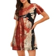 thumbnail image 1 of Fotbe Silhouette Trumpet Red Art Bata de Dormir para Mujer con Estampado, Camisón de Algodón de Manga Corta, Ropa de Dormir Casual, 1 of 6