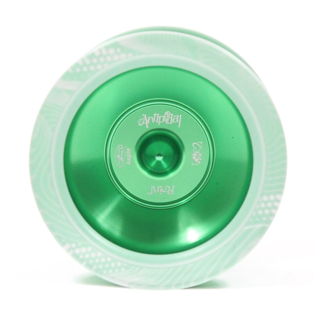 hspin x C3yoyodesign Antipodal Point Yo-Yo - 7075 Aluminum YoYo with PC Rings (Shiny Green w/Clear Rings)