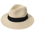 thumbnail image 1 of DRESHOW Sombrero panamá de paja para mujer, sombrero de viaje Fedora para playa, sombrero para el sol, sombrero enrollable de paja de ala ancha UPF 50+, 1 of 1