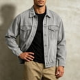 thumbnail image 3 of Raeneomay Men's Denim Jacket - Long Sleeve Collared Multi Pocket Outerwear S-XXL, 3 of 4