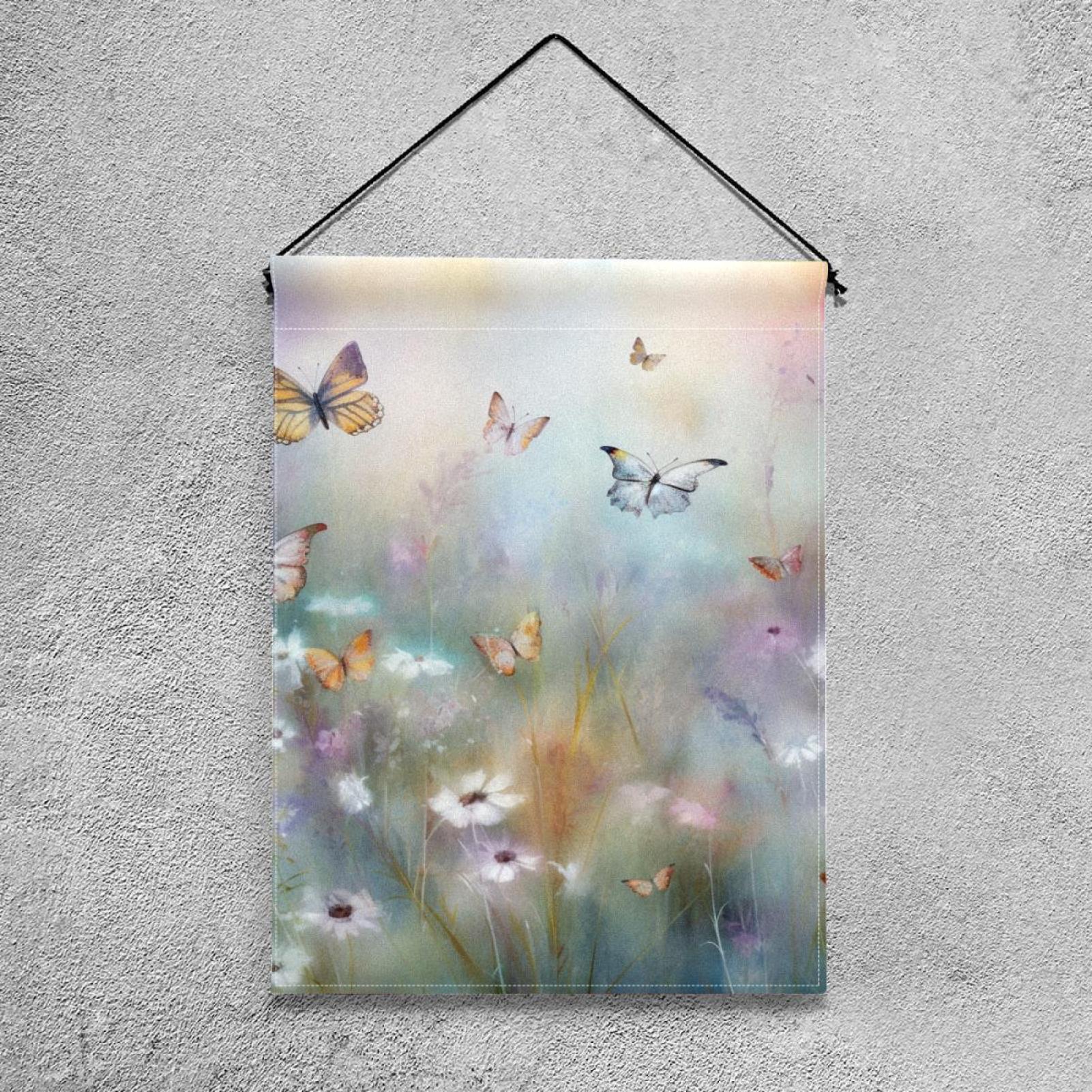 Welcome Cute Butterflies Watercolor Pattern Garden Flag, Vertical Double Sided Small House Flag, Yard Farmhouse Outdoor Deck Veranda Lawn Decor 28x40 Inch