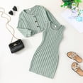 thumbnail image 2 of MEZZALL Girls Outfits Sets Elegant Long Sleeve Cardigan With Solid Color Ribbed Dress Casual Fall Winter Toddler Kids Clothes Comfortable Loose Fit Dailywear Leisure / 4-5 Years, 2 of 9