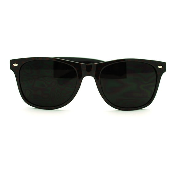 Spring Hinge Temple Heart Pattern Print Horned Sunglasses - Black with Purple Heart