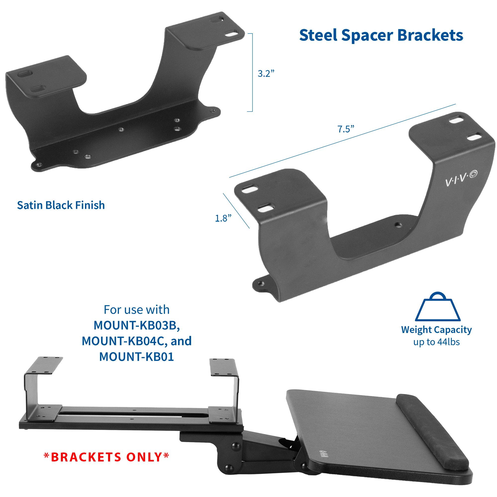 VIVO Height Track Spacer for Under Desk Keyboard Mouse Rolling Tray Mount