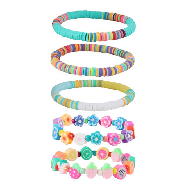 5pcs Summer Bracelets Fruit Flower Bracelet Set Stack Clay Bead Bracelet Jewelry