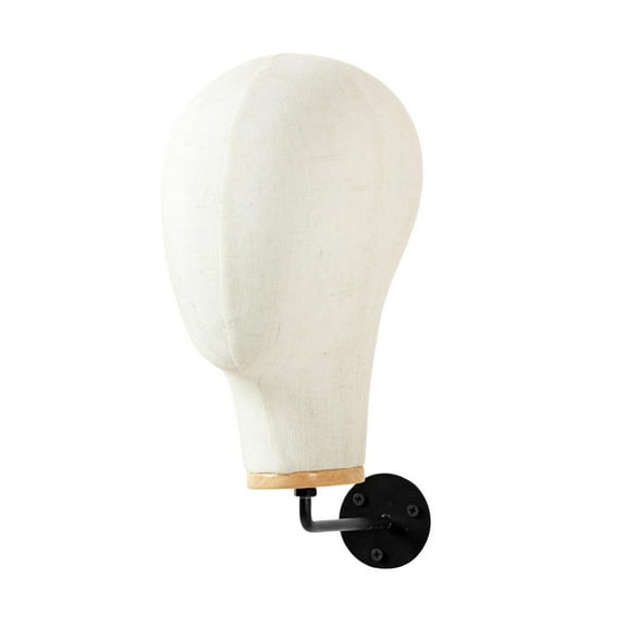 Serenable Manikin Head Canvas Mannequin Wall Mounted Sturdy Hair Hats Hairpieces Multipurpose Hat Display Stand Beginner Home Salon 15cm Hook