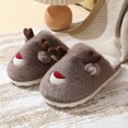 thumbnail image 3 of Zapatillas de algodón para mujer, alce navideño, pantuflas peludas de otoño e invierno, para interior del hogar, antideslizantes, cálidas zapatillas de algodón para niños, 3 of 5