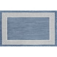 thumbnail image 3 of 2x3 Water Resistant, Small Indoor Outdoor Rugs for Patios, Front Door Entry, Entryway, Deck, Porch, Balcony | Outside Area Rug for Patio | Blue, Striped Border | Size: 2' x 3', 3 of 8