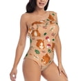thumbnail image 3 of Pofeuu Squirrel And Mushroom Print Women's One Piece Swimsuits One Shoulder Swimwear Asymmetric Ruffle Monokinis Bathing Suits-Large, 3 of 6
