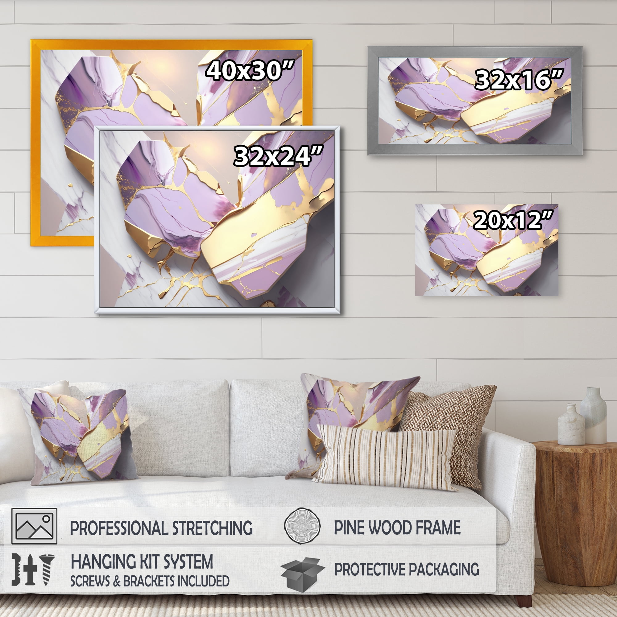 Designart Abstract Geode Pink I Canvas Wall Art