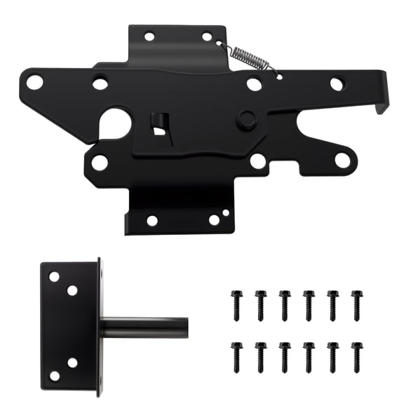 WellMade Heavy Duty Self-Locking Gate Latch, Gravity Lever Door Latch for Wooden Fence, Garden and Vinyl Gate, Black with Screws, 1 set