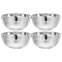 LOLIPPYY 4Pcs Korean Rice Bowls Silver Stainless Steel Vacuum Insulated Soup Bowls
